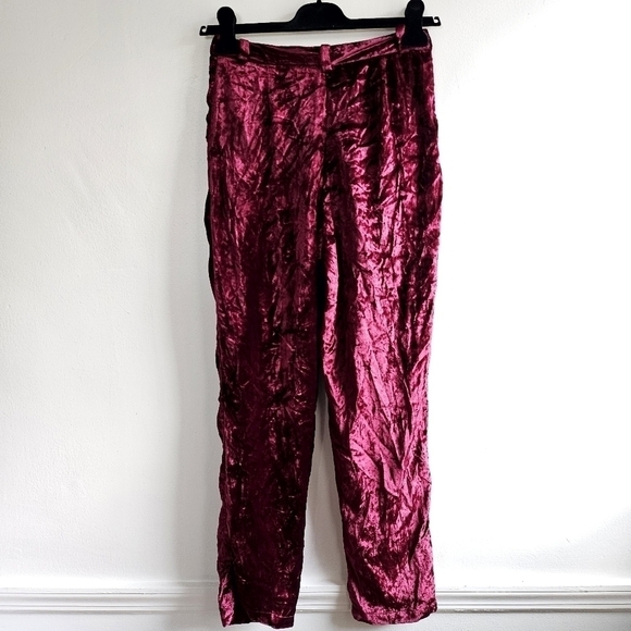 New Rococo Sand Velvet Embroidered Burgundy Pants NWT Size Small - Picture 6 of 12